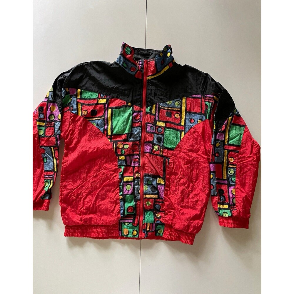 Vintage 80’s Color Block Full Zip Lined Lightweight Windbreaker Jacket - Medium